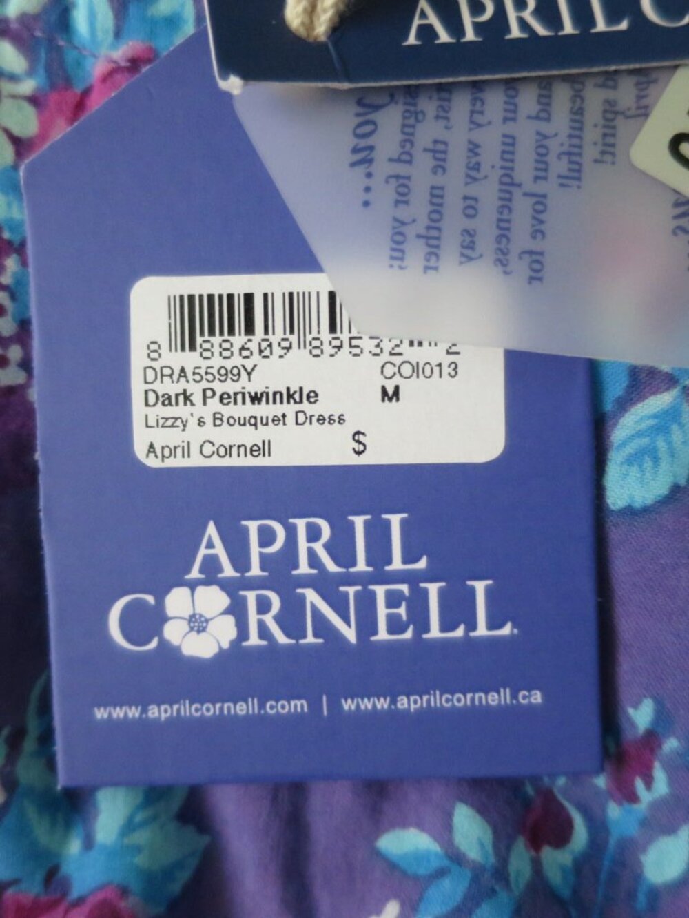 April Cornell Lizzy's Bouquet Dress in Dark Periwinkle Size M - Picture 10 of 10